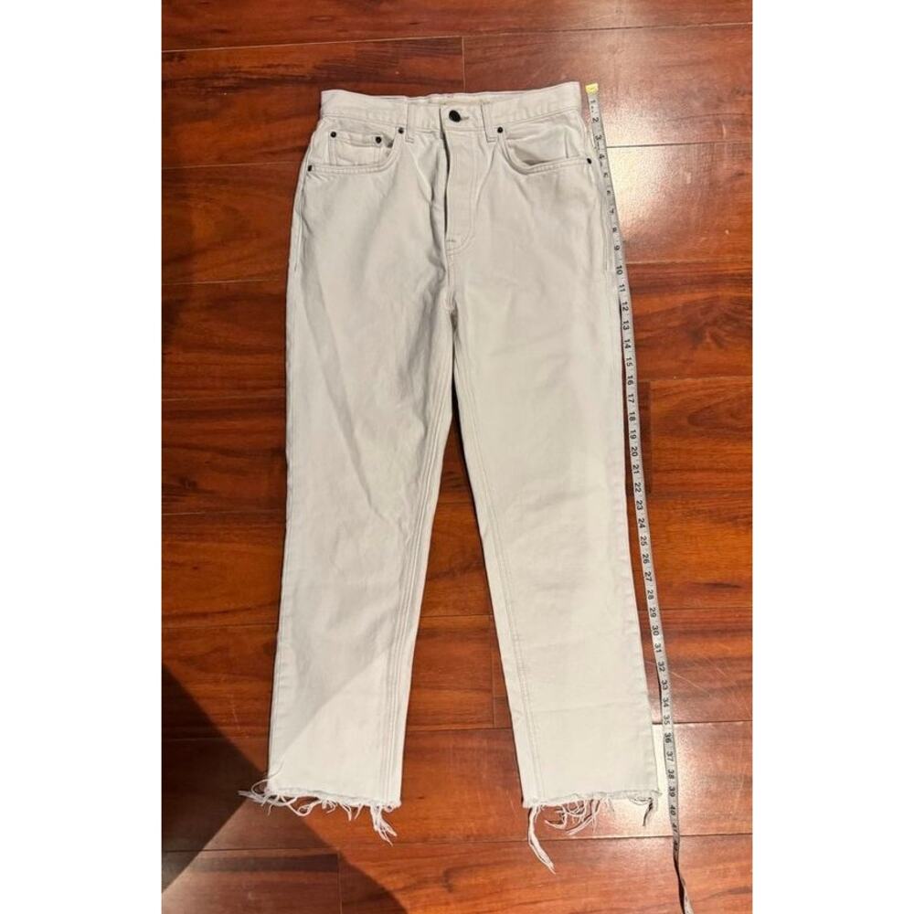 GRLFRND The Cassidy Mid Rise Straight Jeans White Raw Hem Size 26 - Picture 9 of 15